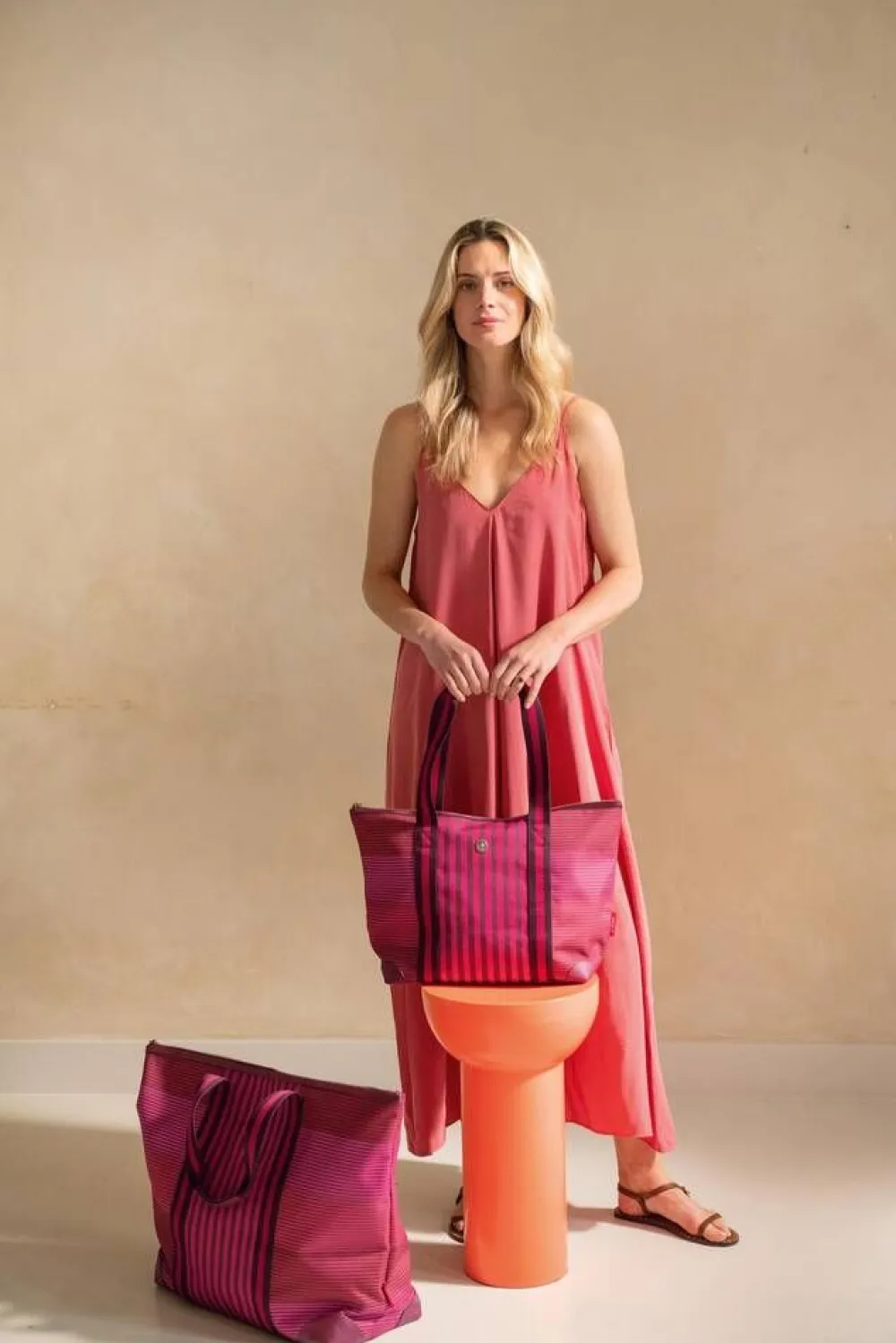 Pip Studio Laukut Ja Kassit|laukku Tilda Medium Stripe Pink 47x17x37 cm
