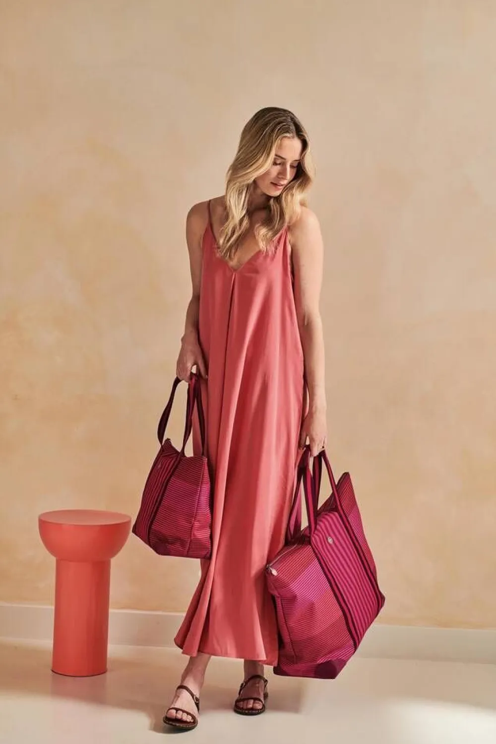 Pip Studio Laukut Ja Kassit|laukku Tilda Medium Stripe Pink 47x17x37 cm
