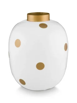 maljakko Metal Dots 32 cm White-Gold><noscript><img width=