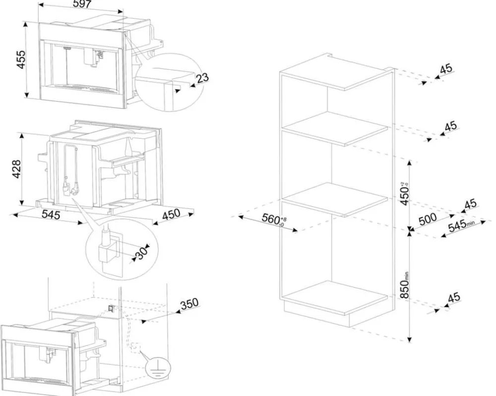 kahvikone CMS4303X integroitava teräs>Smeg Discount
