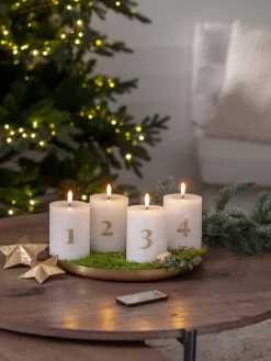 Star Trading Koriste- Ja Kausivalot|LED-kynttilä Flamme Advent valkoinen 4 kpl