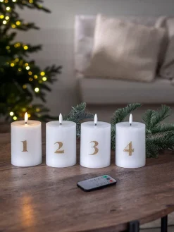 Star Trading Koriste- Ja Kausivalot|LED-kynttilä Flamme Advent valkoinen 4 kpl