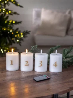 Star Trading Koriste- Ja Kausivalot|LED-kynttilä Flamme Advent valkoinen 4 kpl