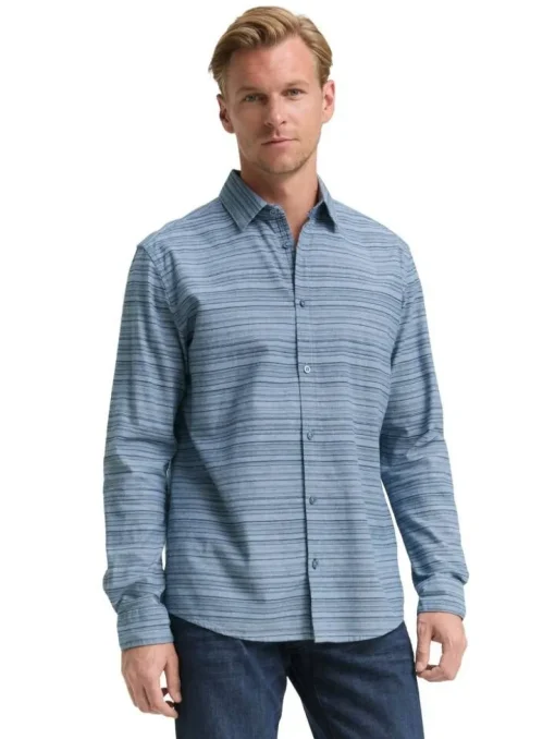 Tom Tailor Kauluspaidat|paita 1047327 38490 Teal blue varied cross stripe