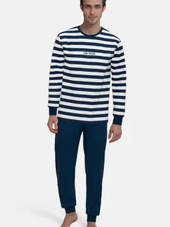 Tom Tailor Yöasut|pyjama 71457-4009 652 Blue-medium horizontal stripes