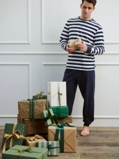 Tom Tailor Yöasut|pyjama 71457-4009 652 Blue-medium horizontal stripes