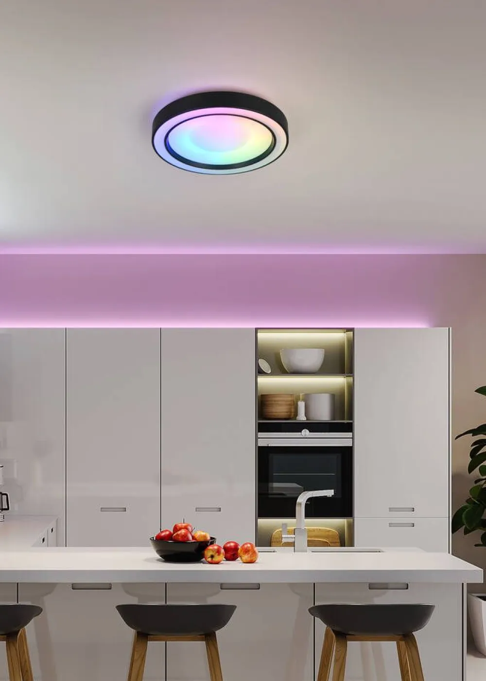 LED kattovalaisin Arco 40 cm mattamusta RGBW>Trio Lighting Online