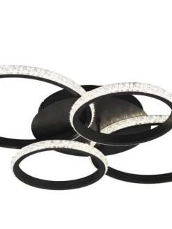 Trio Lighting Sisustusvalaisimet|LED kattovalaisin Cires mattamusta/kristallief