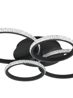 Trio Lighting Sisustusvalaisimet|LED kattovalaisin Cires mattamusta/kristallief