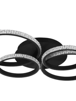 Trio Lighting Sisustusvalaisimet|LED kattovalaisin Cires mattamusta/kristallief