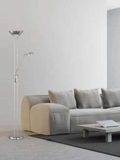 Trio Lighting Sisustusvalaisimet|LED lattiavalaisin Spock uplighter harjattu te