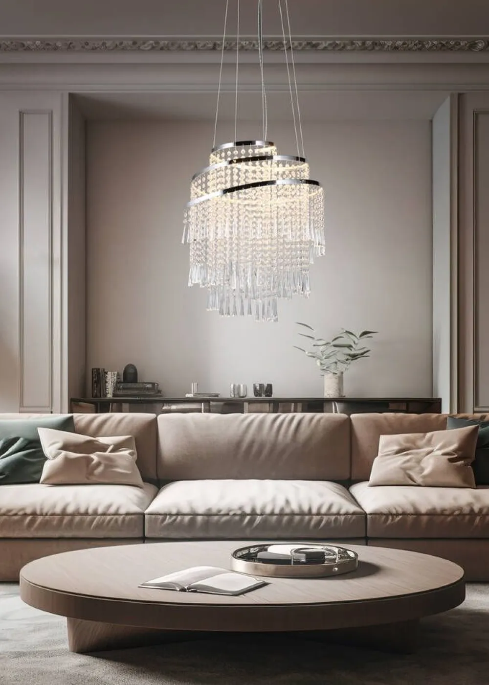 Trio Lighting Sisustusvalaisimet|LED riippuvalaisin Pomp 38 cm kromi/kirkas