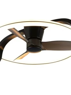 Trio Lighting Sisustusvalaisimet|LED tuuletinkattovalaisin Stockholm mattamusta