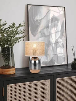pöytävalaisin Tara 33 cm E27 beige/kromattu><noscript><img width=
