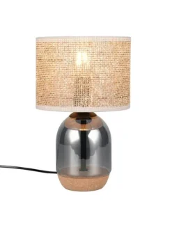 pöytävalaisin Tara 33 cm E27 beige/kromattu><noscript><img width=