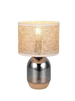 pöytävalaisin Tara 33 cm E27 beige/kromattu><noscript><img width=
