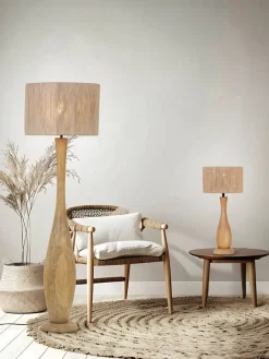 Trio Lighting Sisustusvalaisimet|pöytävalaisin Toba E27 puu/beige