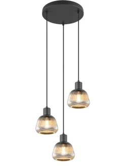 Trio Lighting Sisustusvalaisimet|riippuvalaisin Tarifa 3-os E27 mattamusta/krom