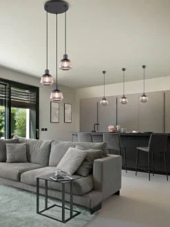 Trio Lighting Sisustusvalaisimet|riippuvalaisin Tarifa 3-os E27 mattamusta/krom