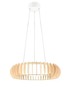 Trio Lighting Sisustusvalaisimet|riippuvalaisin Monte LED 60 cm valkoinen/puu