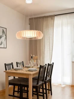 Trio Lighting Sisustusvalaisimet|riippuvalaisin Monte LED 60 cm valkoinen/puu