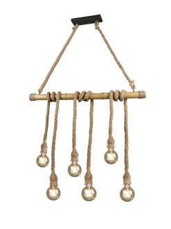 riippuvalaisin Wilma 6xE27 bambu/sisal>Trio Lighting Discount