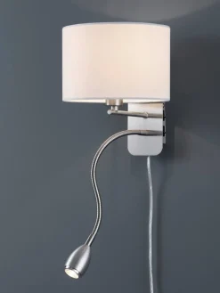 seinävalaisin Hotel lukuvalolla E14 + LED valk>Trio Lighting