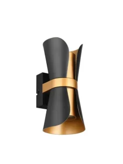 Trio Lighting Sisustusvalaisimet|seinävalaisin Coat 2xGU10 mattamusta/kulta