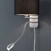 seinävalaisin Hotel lukuvalolla E14 + LED must>Trio Lighting Outlet