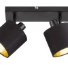 spottivalaisin Tommy 2-os E14 mattamusta/kulta>Trio Lighting