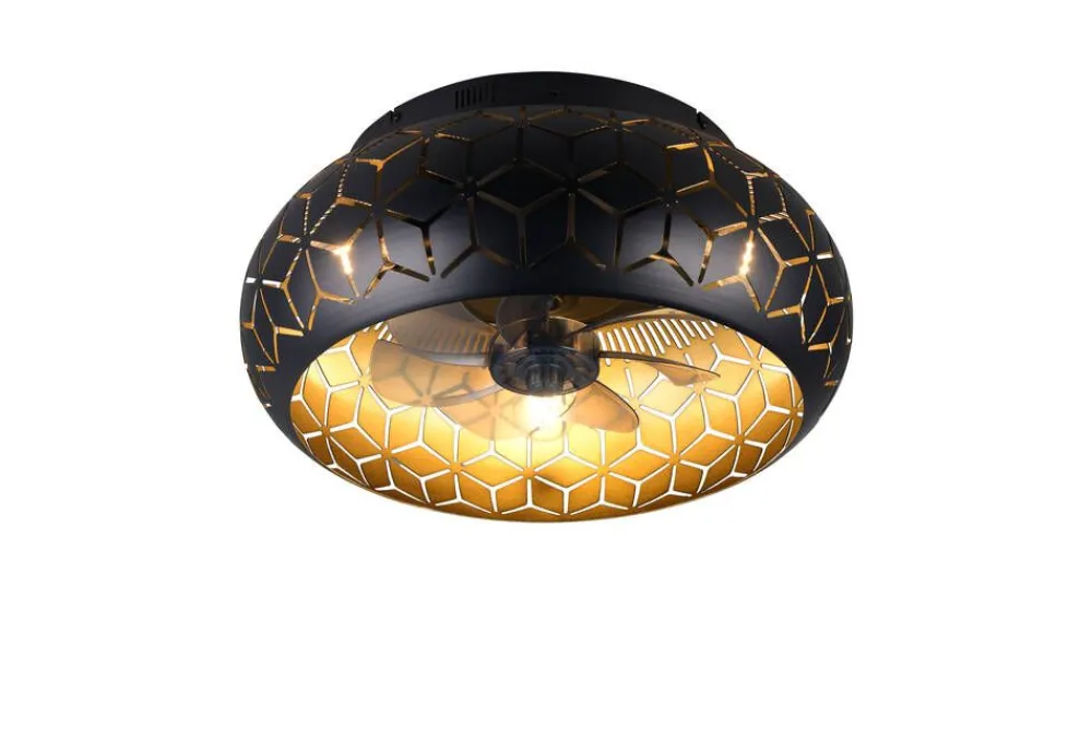 Trio Lighting Sisustusvalaisimet|tuuletinkattovalaisin Bidar 3xE27 mattamusta/k
