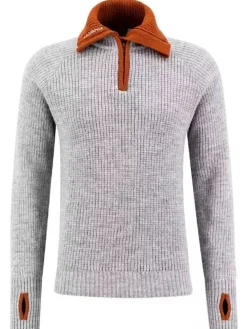 Ulvang Paidat Ja Neuleet|neule Rav Sweater w/zip 11294 Grey Melange/Arabian Spice