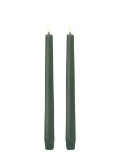 LED-kruunukynttilä 2,3x25 cm Olive Green Smooth 2 kpl>Uyuni New