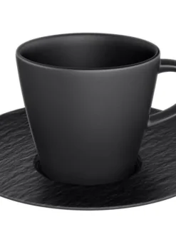 Villeroy&Boch Astiat|Manufacture Rock espressokuppi ja alunen musta