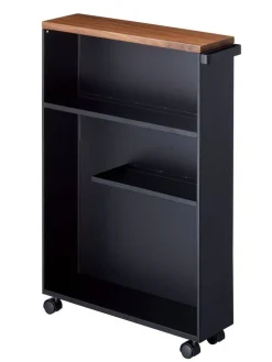 kapea hyllykkö pyörillä Tower musta>Yamazaki Sale