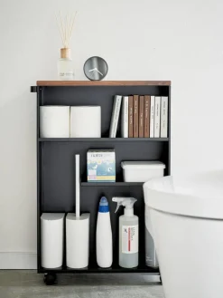 kapea hyllykkö pyörillä Tower musta><noscript><img width=